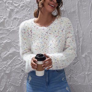Rainbow Confetti Plaid Long Sleeve Top main image 0